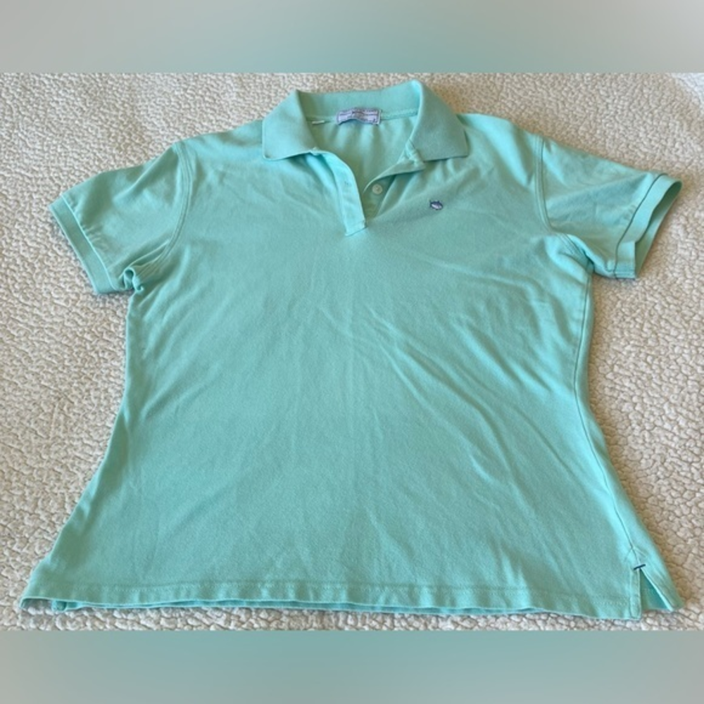 Southern Tide womens Green Small Tide To Trail Golf Stretch Polo Short‎ Sleeve